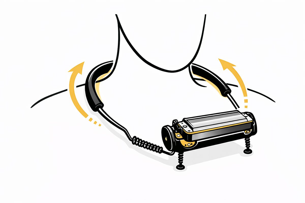 Wearing the HarMotion holder around the neck