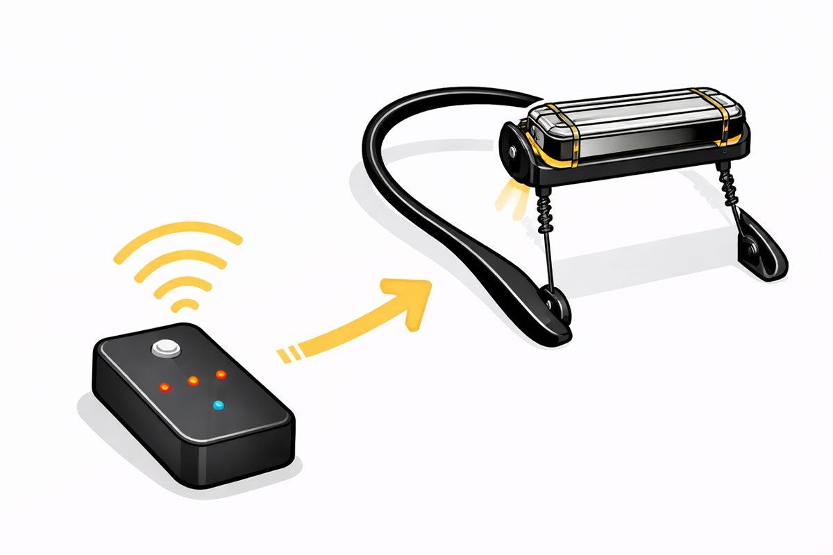 HarMotion foot pedal pairing wirelessly with the holder